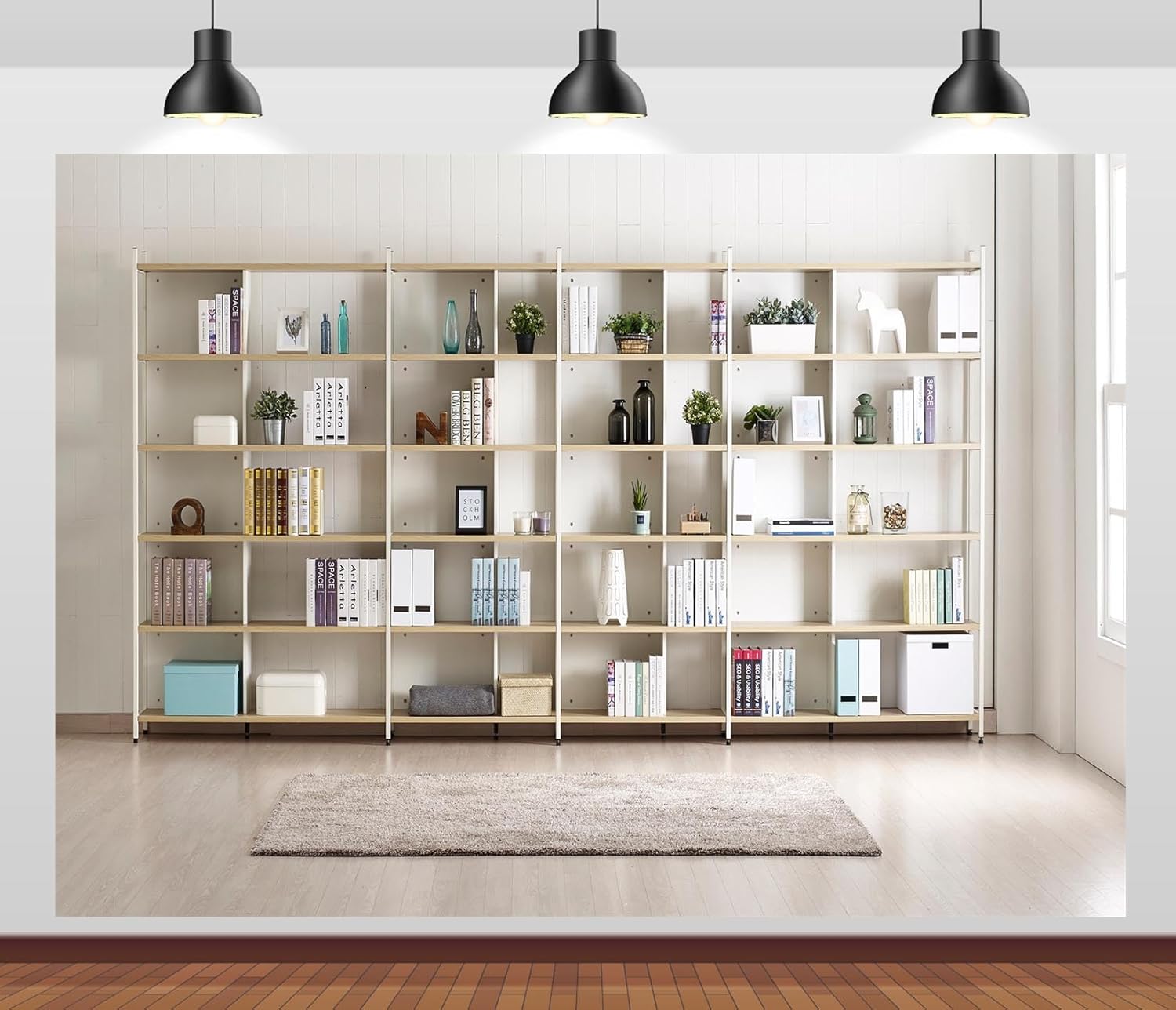 Home Office Background For Zoom - Kitaplık Fotoğraf Arka Planı Modern Oda