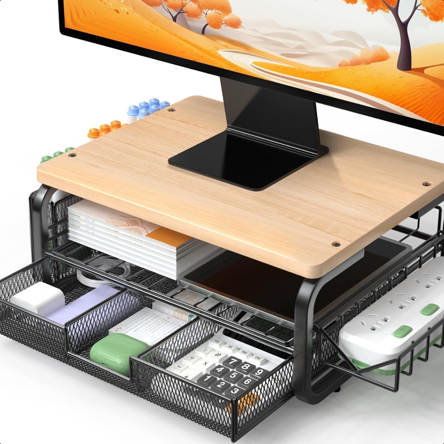 Monitor Riser Stand - Yüksek Dereceli Ahşap Monitör Standı Yükseltici