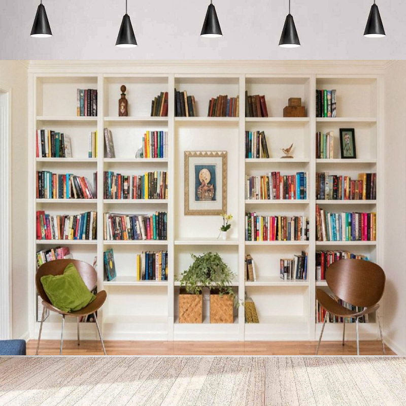 Home Office Background For Zoom - Beyaz Kitaplık Fotoğraf Arka Planı Kitaplık