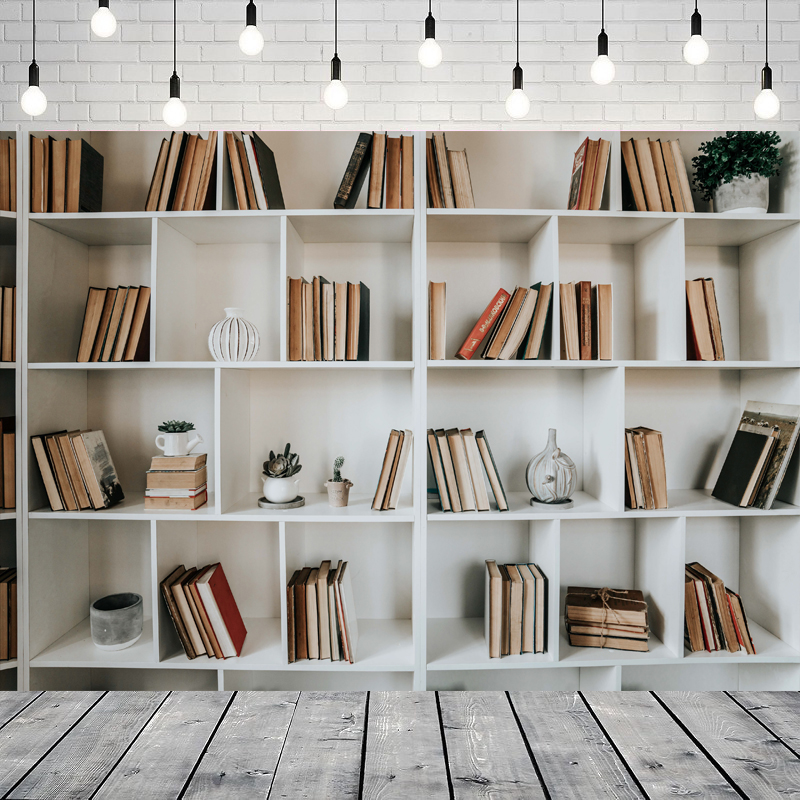 Home Office Background For Zoom - Beyaz Kitaplık Fotoğraf Arka Planı Kütüphane