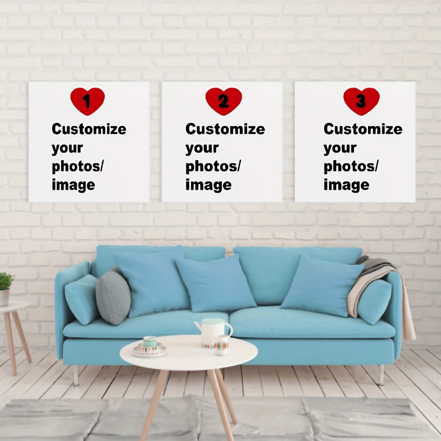 Home Office Photos - 3'lü/set Özel Kare Kanvas Poster Kişiselleştirilmiş