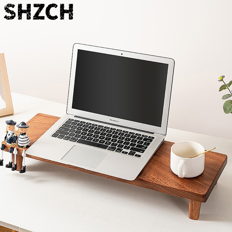 Monitor Riser Stand - Kayın Ağacı Monitör Standı, Depolama Raflı