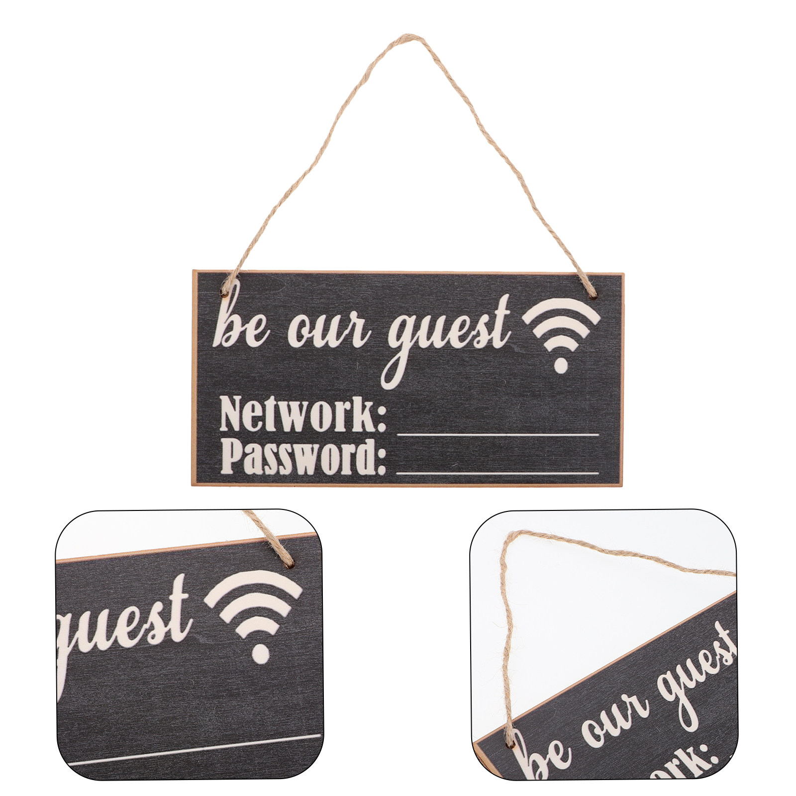 Home Office Guest Room - 2 Adet Ahşap WiFi Şifre Levhası,