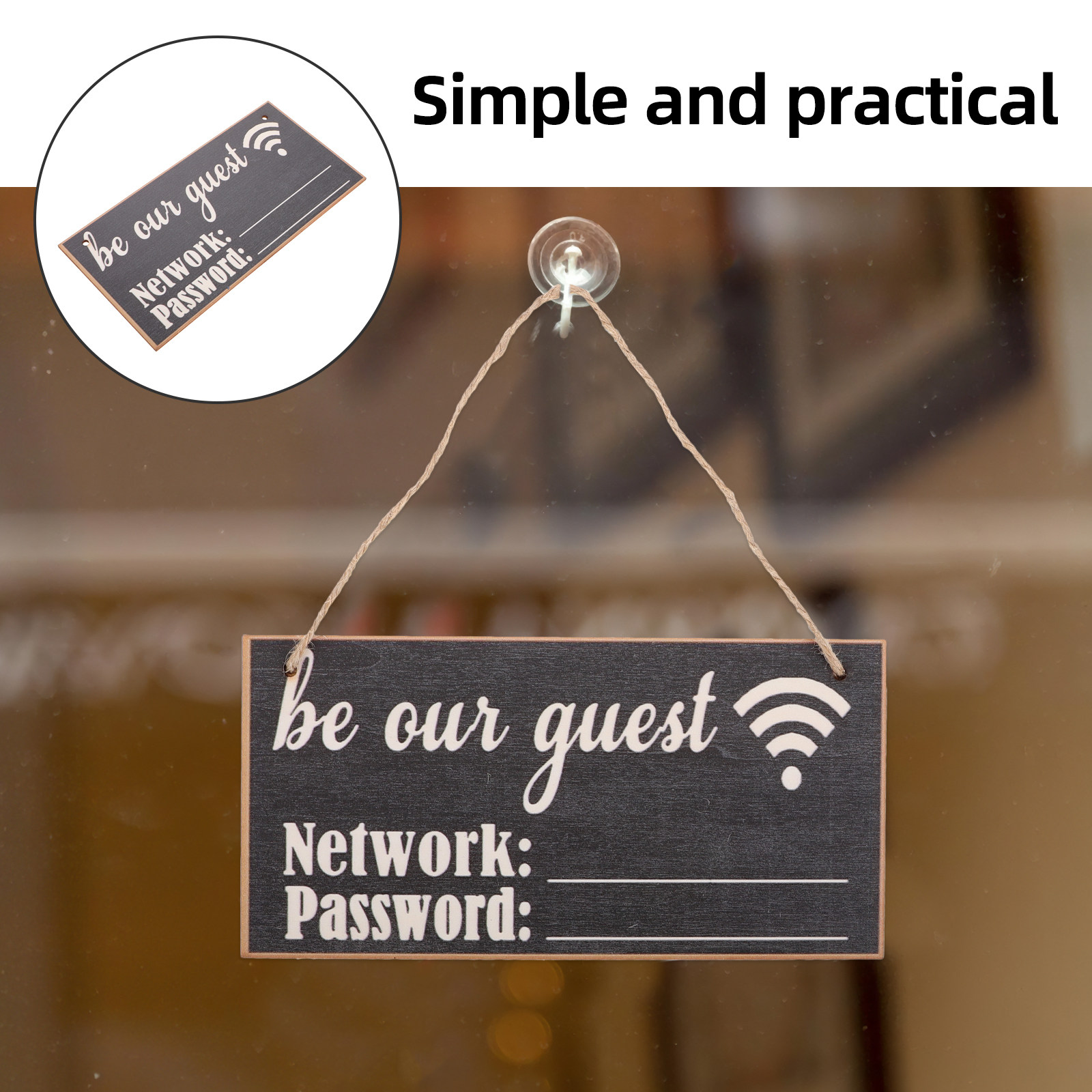 Home Office Guest Room - 2 Adet Ahşap WiFi Şifre Tabelası